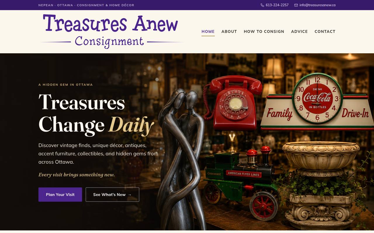 Treasures Anew website